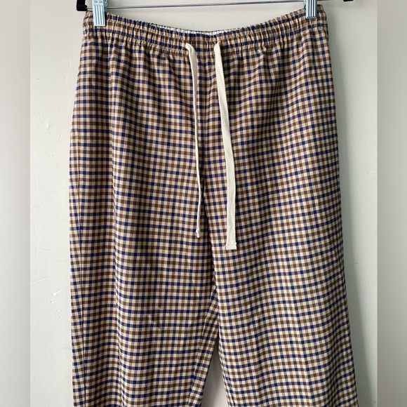 J. Crew 10P Italian Stretch Wool Pull On Trousers Navy Brown Check Tollegno 1900 - Picture 4 of 14